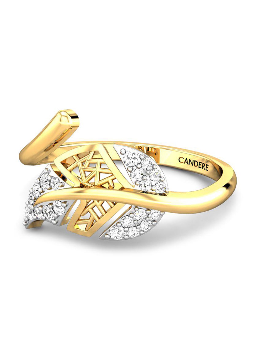 

CANDERE A KALYAN JEWELLERS COMPANY Cubic Zirconia-Studded 18KT Gold Finger Ring-2.4 gm