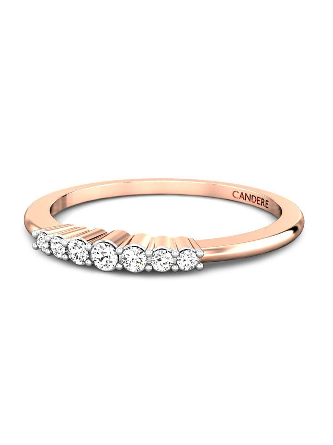 

CANDERE A KALYAN JEWELLERS COMPANY Cubic Zirconia Studded 14KT Rose Gold Finger Ring-1.31g