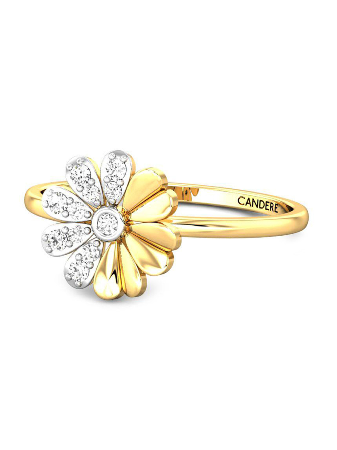 

CANDERE A KALYAN JEWELLERS COMPANY Cubic Zirconia-Studded 18KT Gold Finger Ring-1.4gm