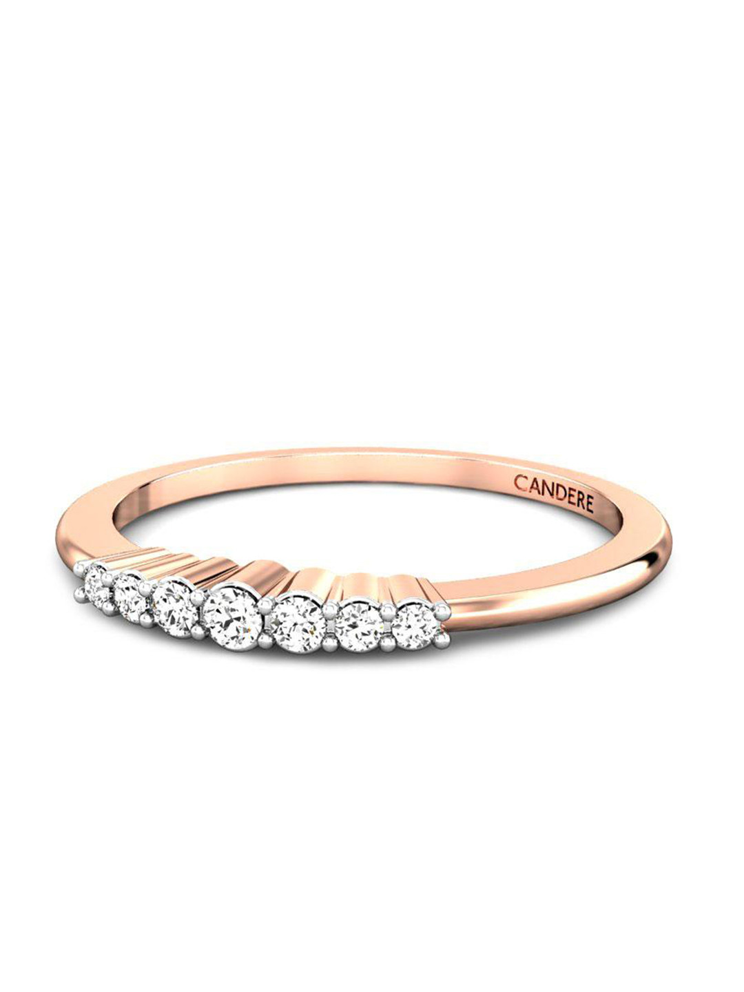 

CANDERE A KALYAN JEWELLERS COMPANY Cubic Zirconia Studded 14KT Rose Gold Finger Ring-1.4gm