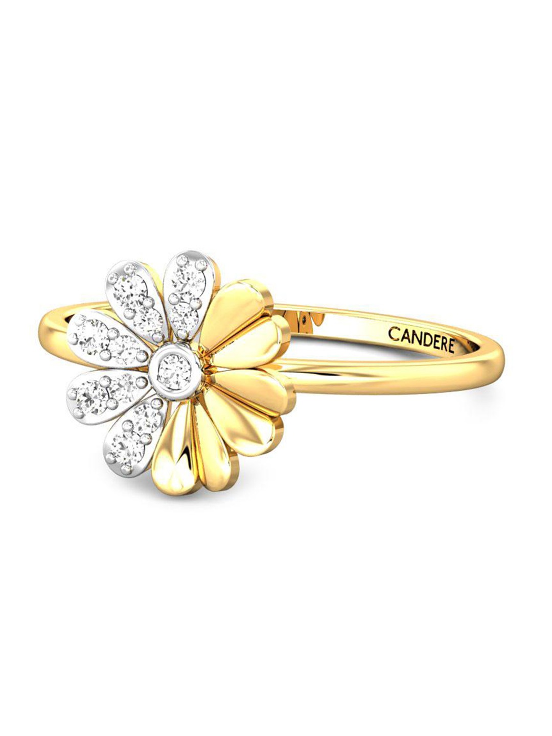 

CANDERE A KALYAN JEWELLERS COMPANY Cubic Zirconia Studded 14KT Gold Finger Ring-1.41gm