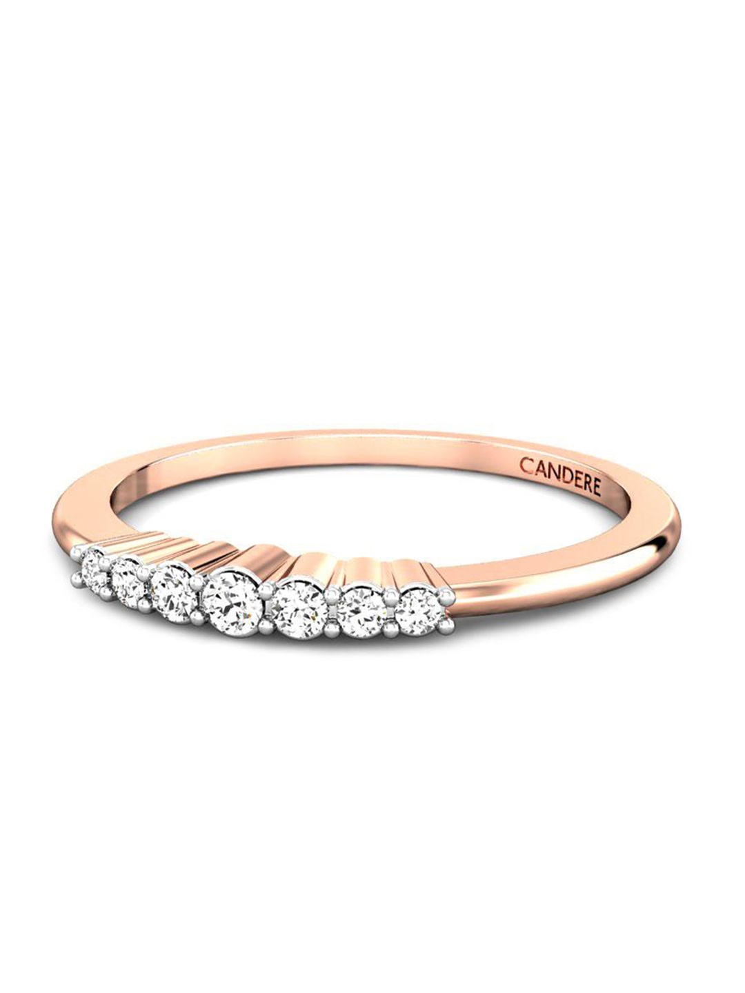 

CANDERE A KALYAN JEWELLERS COMPANY Cubic Zirconia Studded 18KT Rose Gold Ring-1.37gm