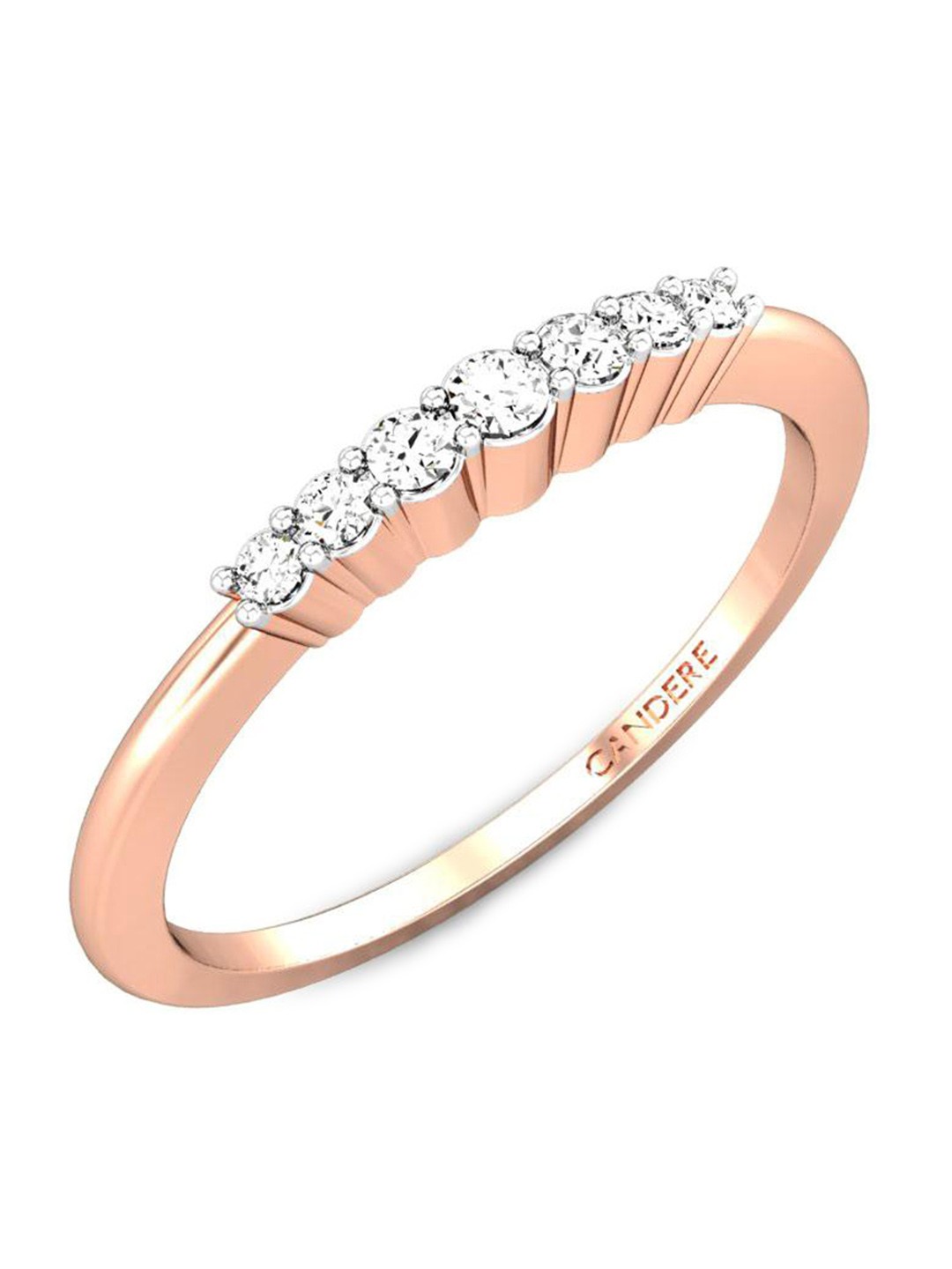 

CANDERE A KALYAN JEWELLERS COMPANY Cubic Zirconia Studded 14KT Rose Gold Ring-1.48gm