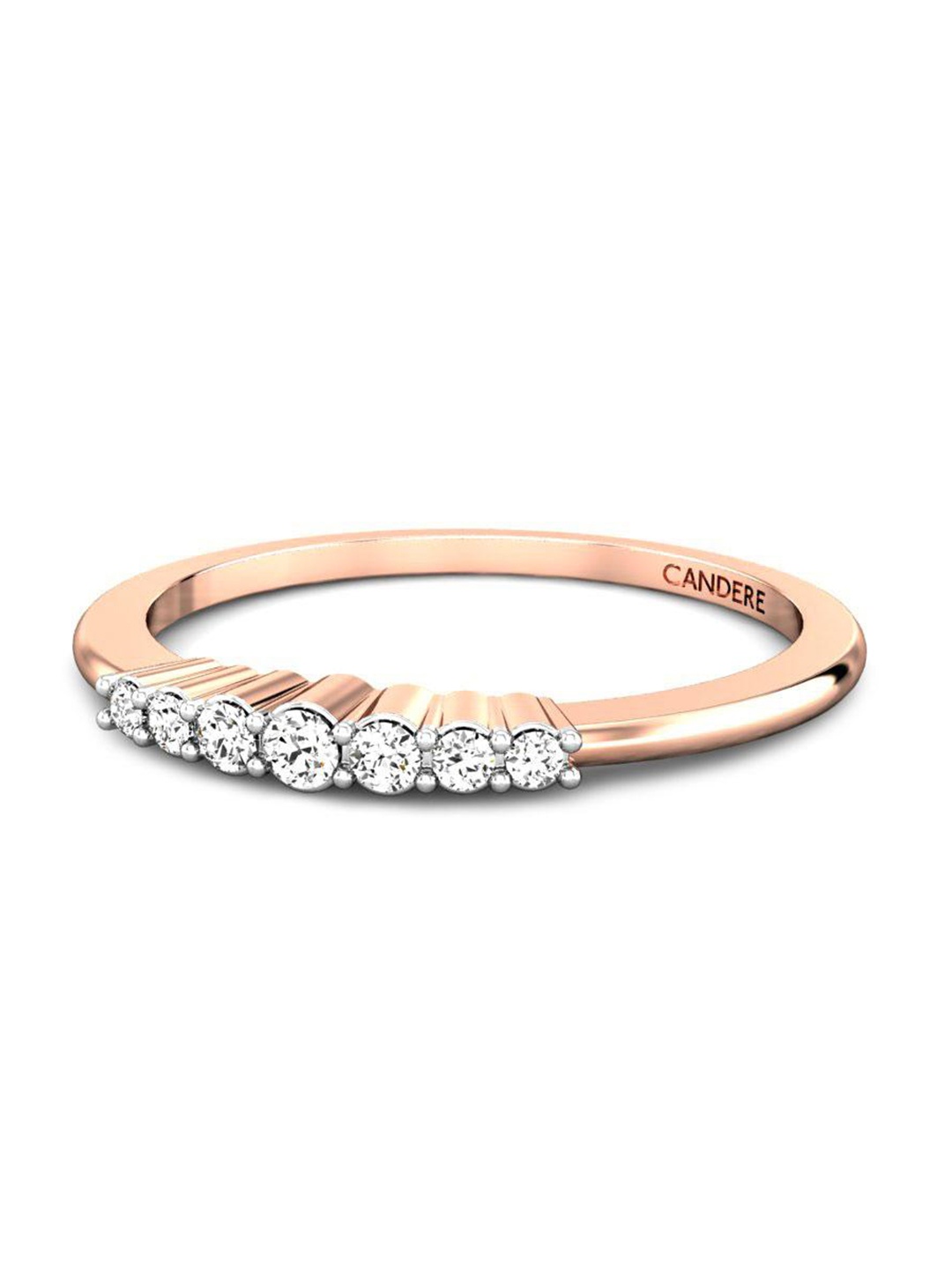 

CANDERE A KALYAN JEWELLERS COMPANY Cubic Zirconia Studded 14KT Rose Gold Ring-1.43gm