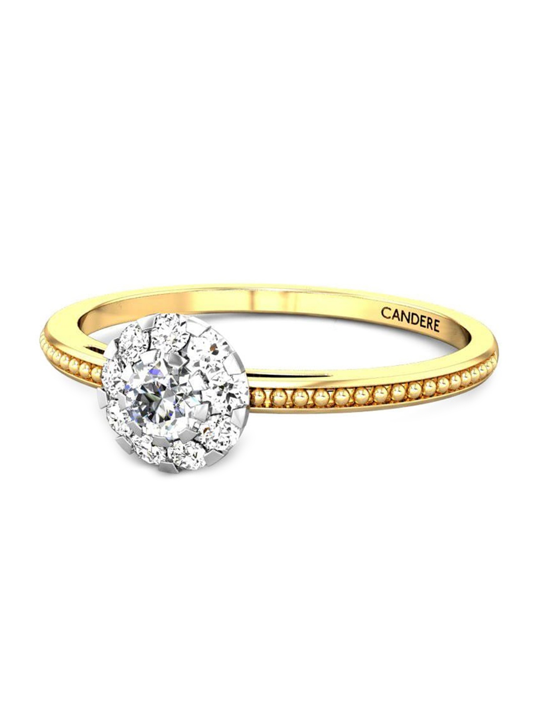 

CANDERE A KALYAN JEWELLERS COMPANY 14KT Gold Cubic Zirconia Studded Ring- 1.39gm