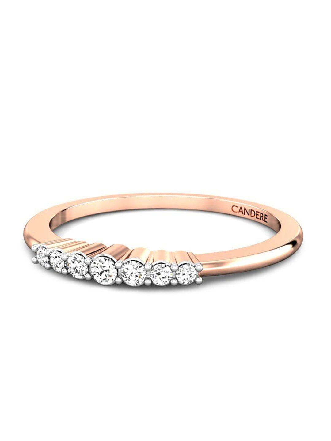 

CANDERE A KALYAN JEWELLERS COMPANY Cubic Zirconia Studded 18KT Rose Gold Ring-1.42gm