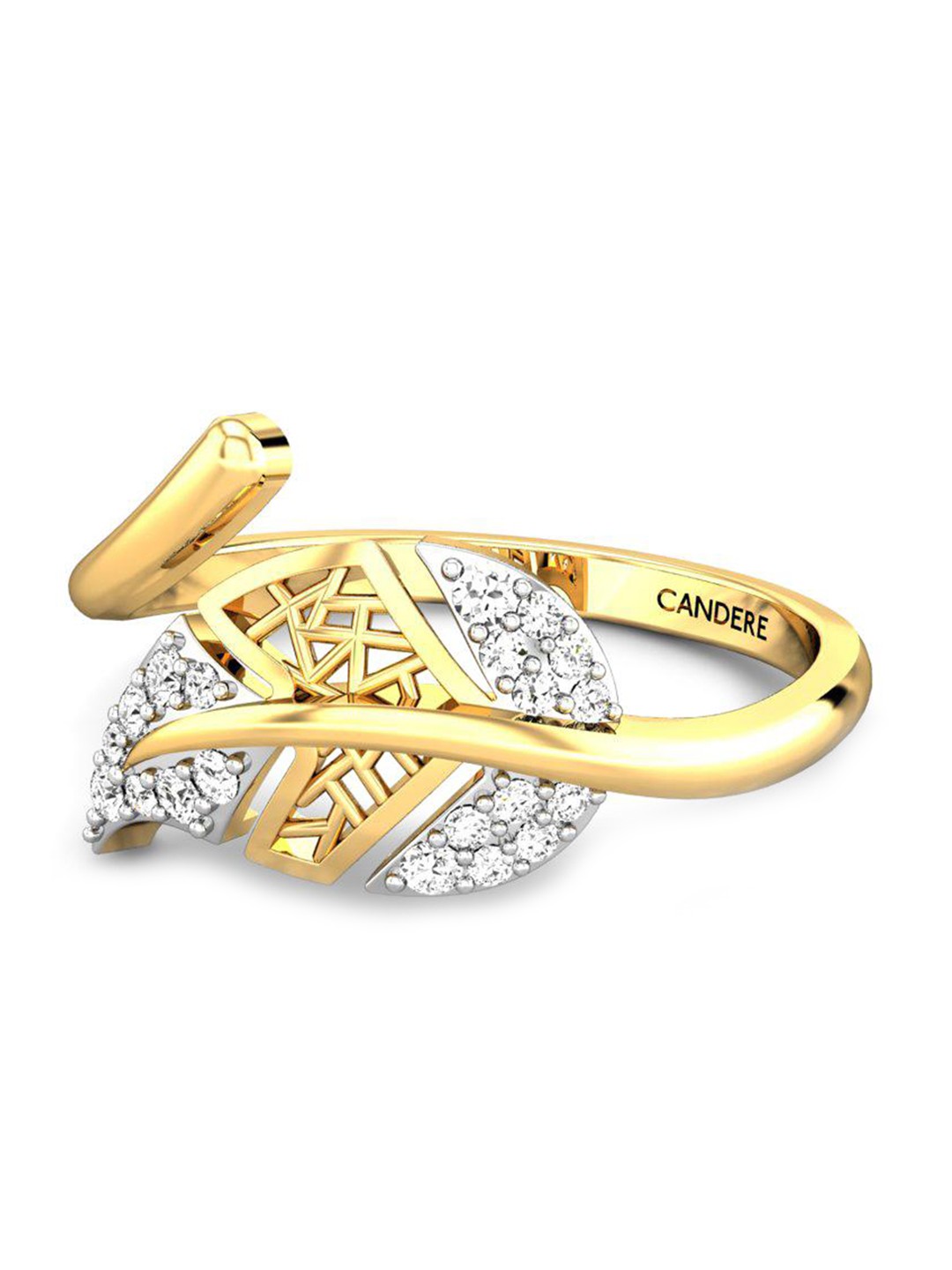 

CANDERE A KALYAN JEWELLERS COMPANY 14KT Gold Cubic Zirconia Studded Ring-2.034gm