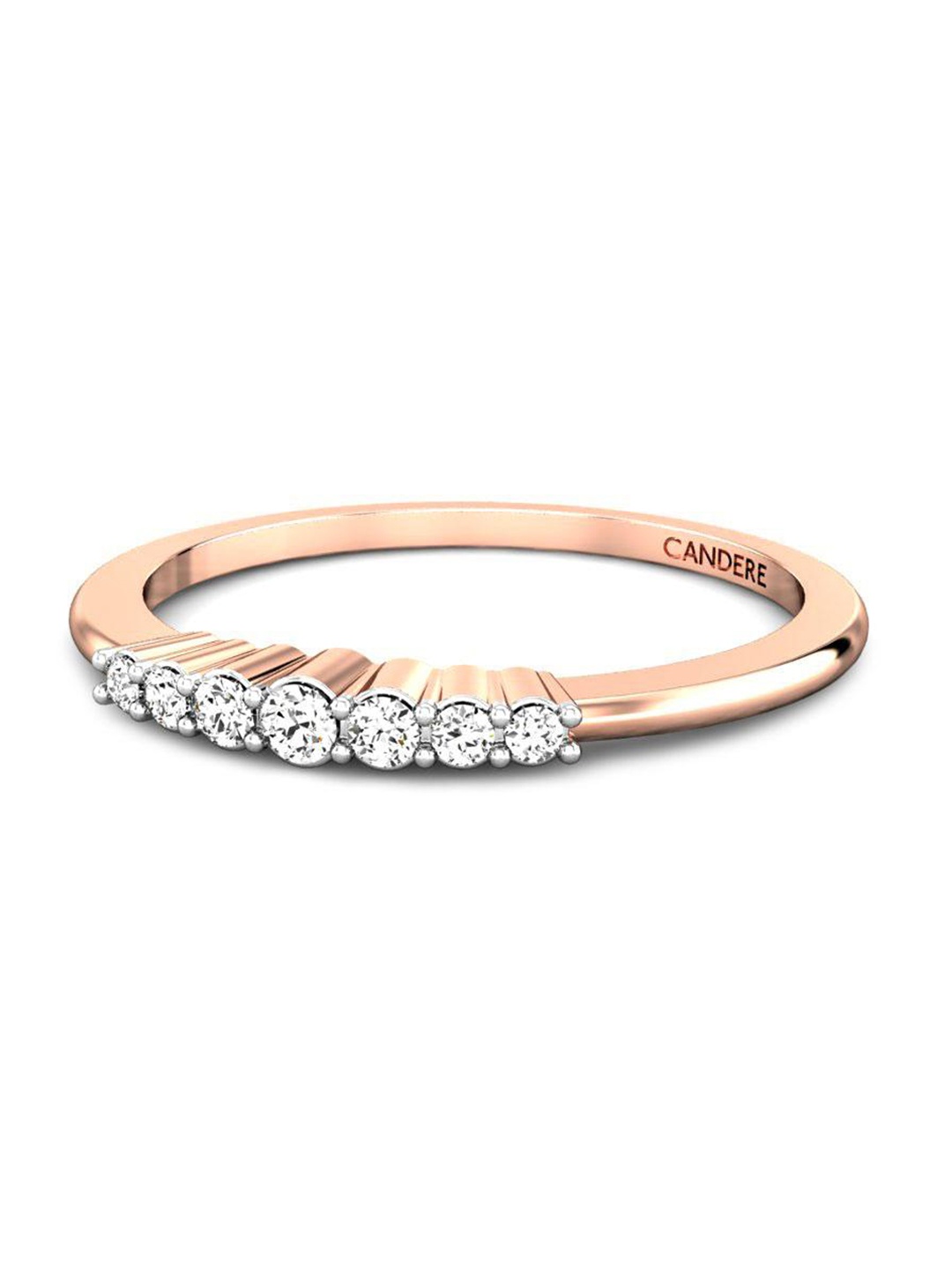 

CANDERE A KALYAN JEWELLERS COMPANY Cubic Zirconia Studded 14KT Rose Gold Ring-1.46gm