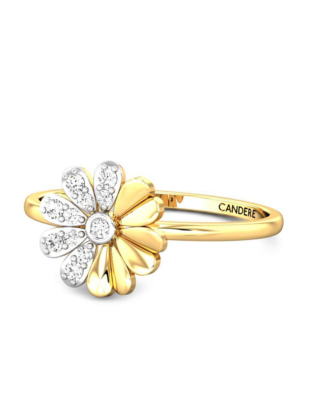 

CANDERE A KALYAN JEWELLERS COMPANY Cubic Zirconia Studded 14KT Gold Finger Ring-1.31gm