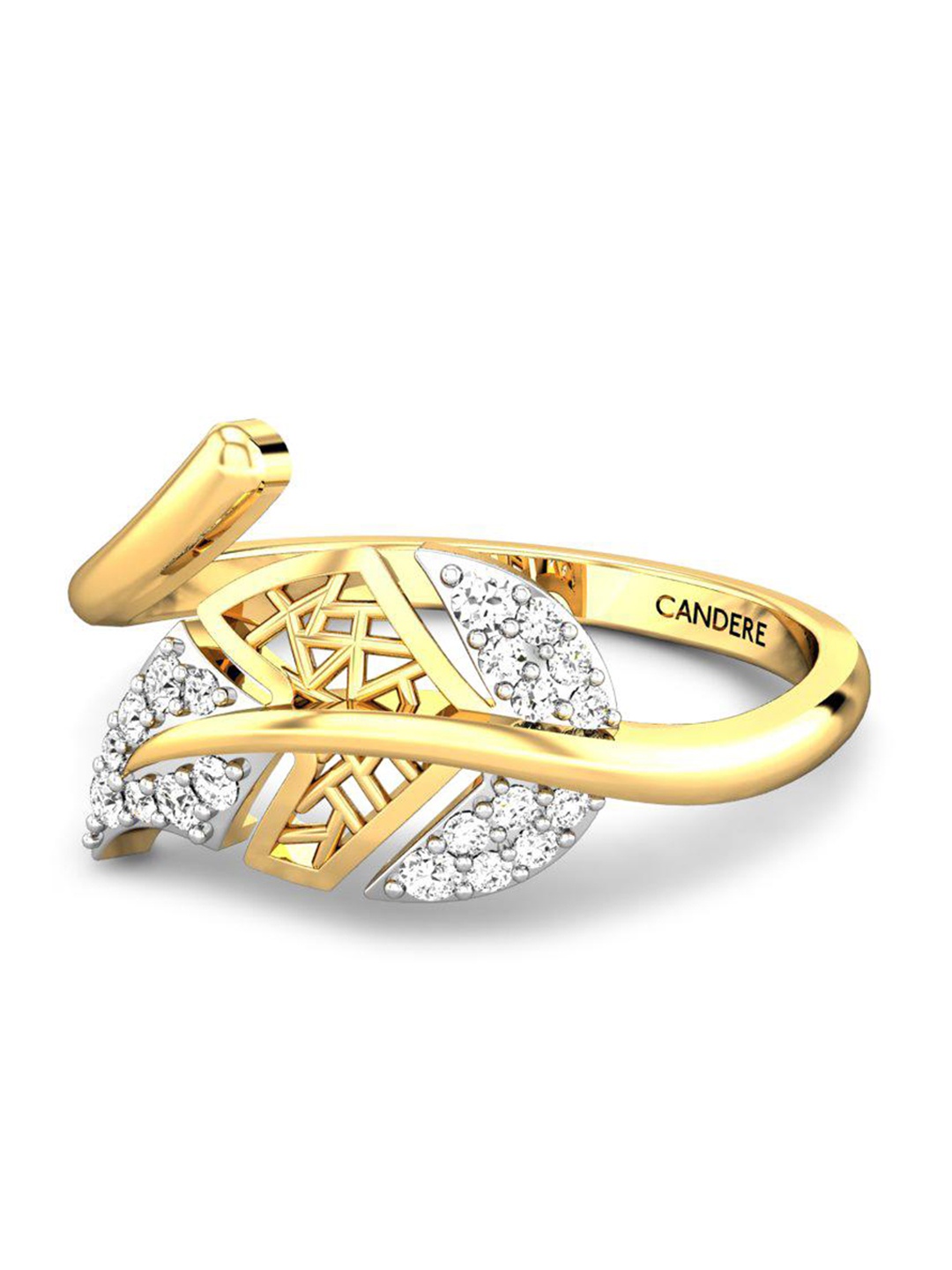 

CANDERE A KALYAN JEWELLERS COMPANY Cubic Zirconia Studded 18KT Gold Finger Ring-1.92 gm