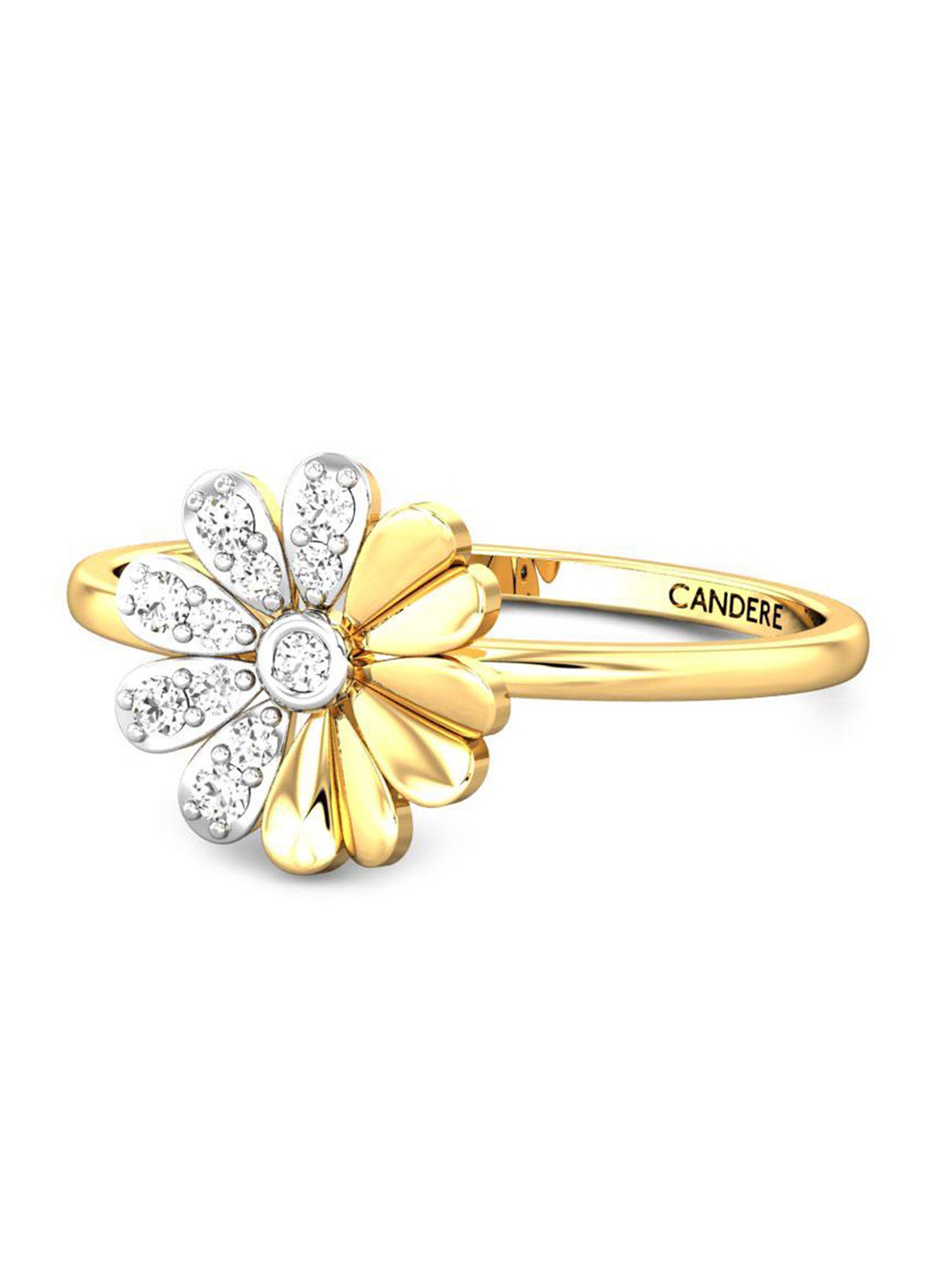 

CANDERE A KALYAN JEWELLERS COMPANY Cubic Zirconia Studded 14KT Gold Finger Ring-1.49gm