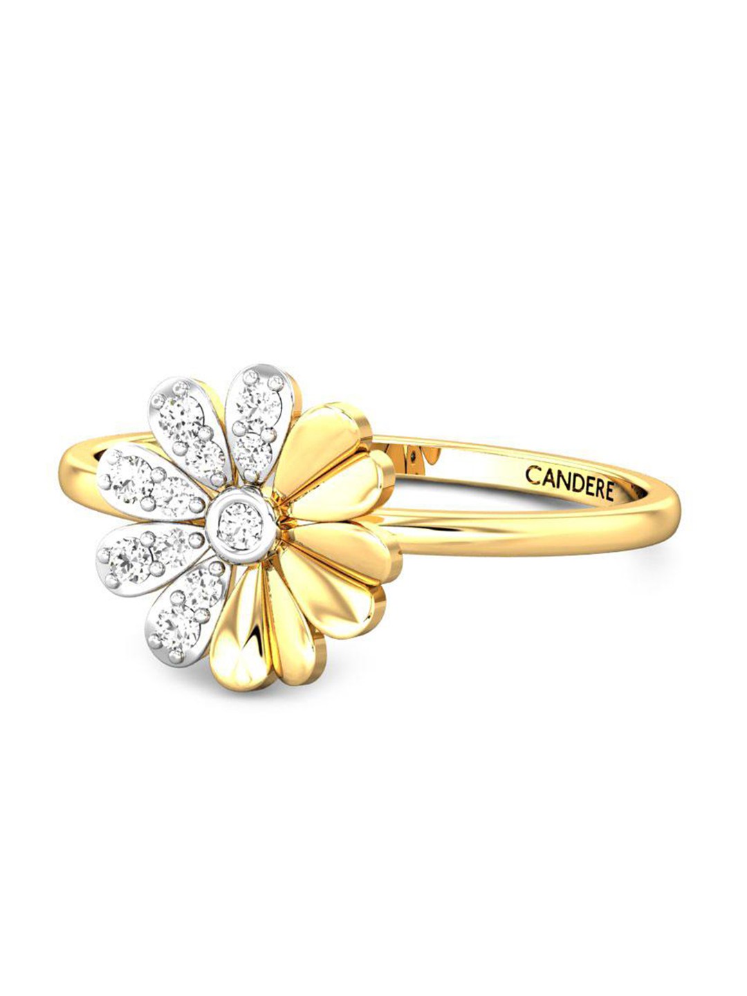 

CANDERE A KALYAN JEWELLERS COMPANY 14KT Gold Cubic Zirconia Studded Ring-1.52 g