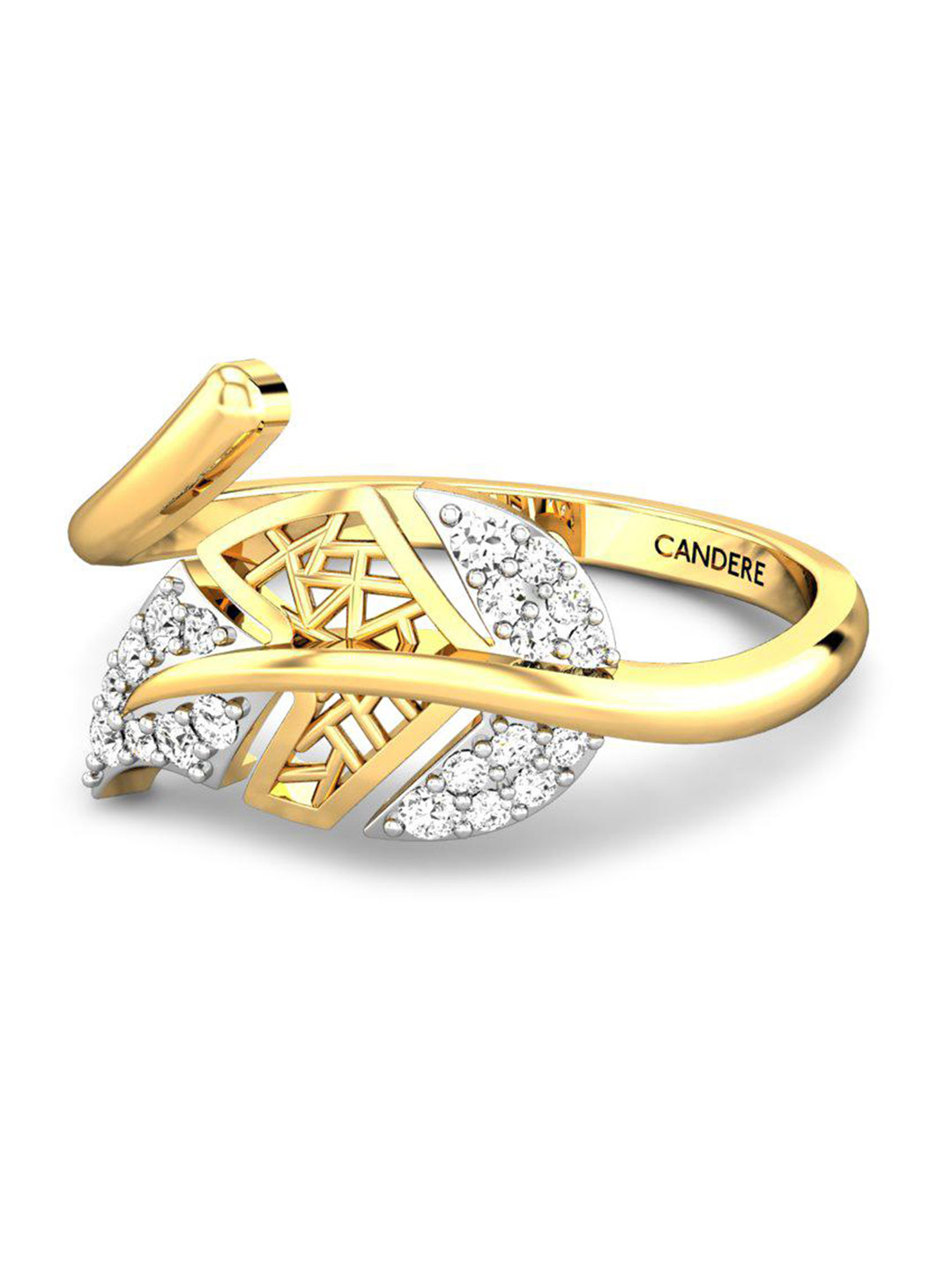 

CANDERE A KALYAN JEWELLERS COMPANY Cubic Zirconia Studded 14KT Gold Finger Ring-1.69gm
