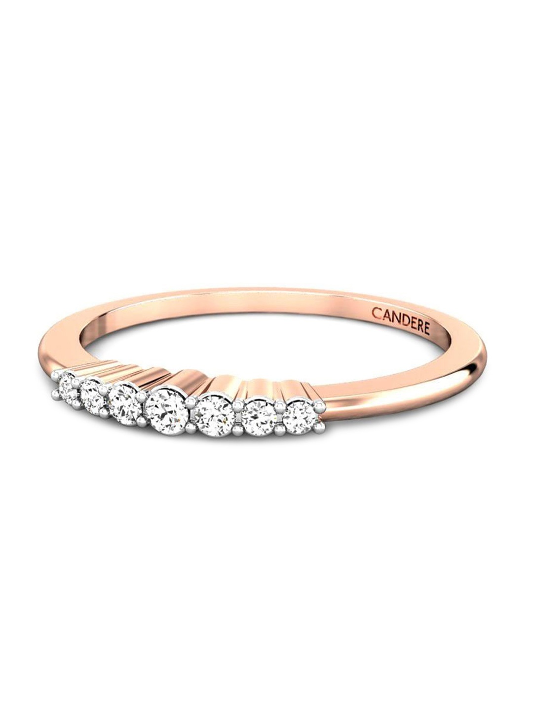 

CANDERE A KALYAN JEWELLERS COMPANY Cubic Zirconia Studded 14k Rose Gold Finger Ring-1.16gm