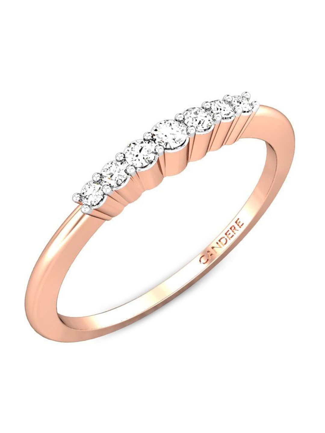 

CANDERE A KALYAN JEWELLERS COMPANY Cubic Zirconia Studded 18KT Rose Gold Ring-1.72gm