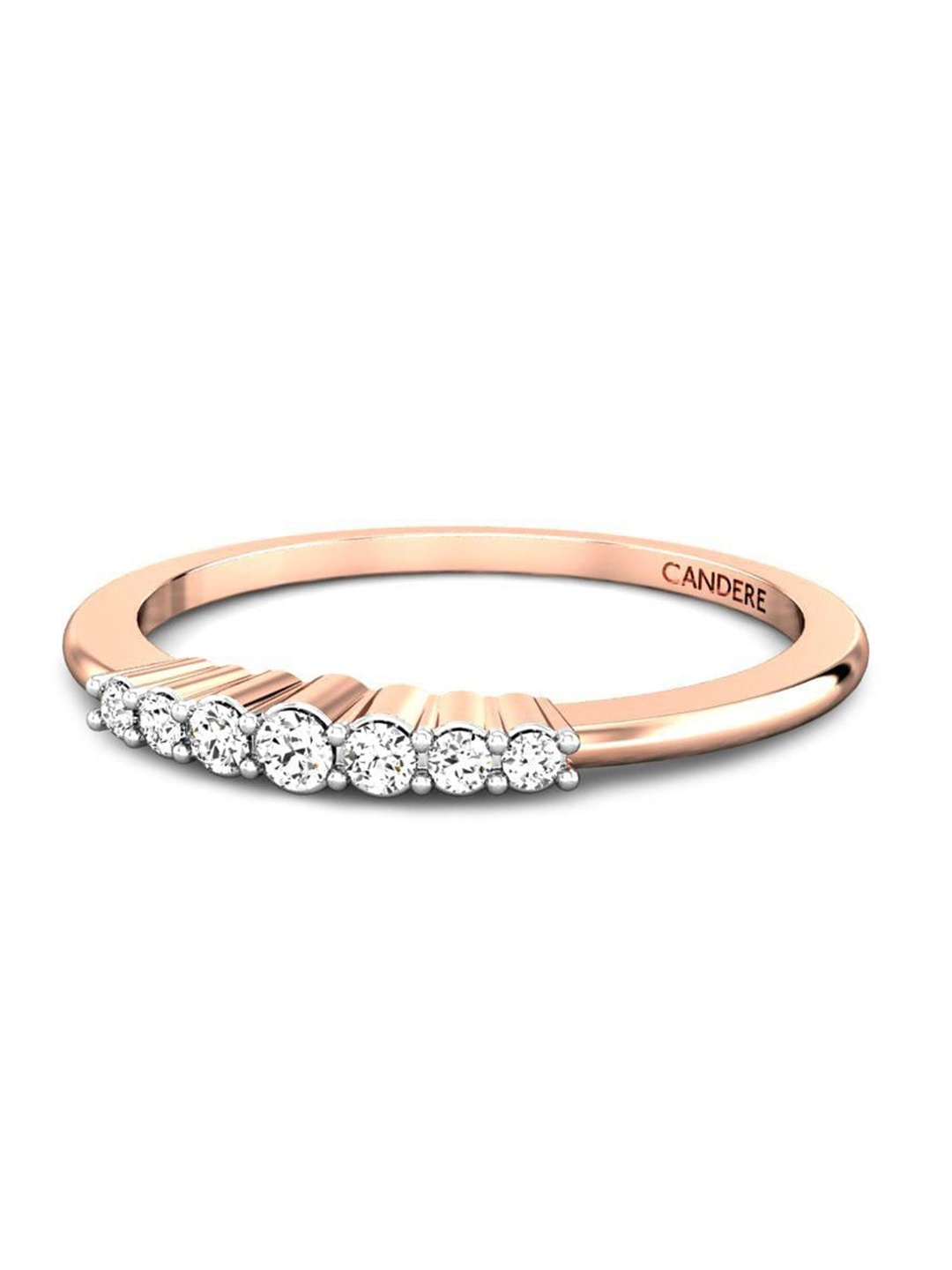 

CANDERE A KALYAN JEWELLERS COMPANY Cubic Zirconia Studded 18KT Rose Gold Ring-1.51gm