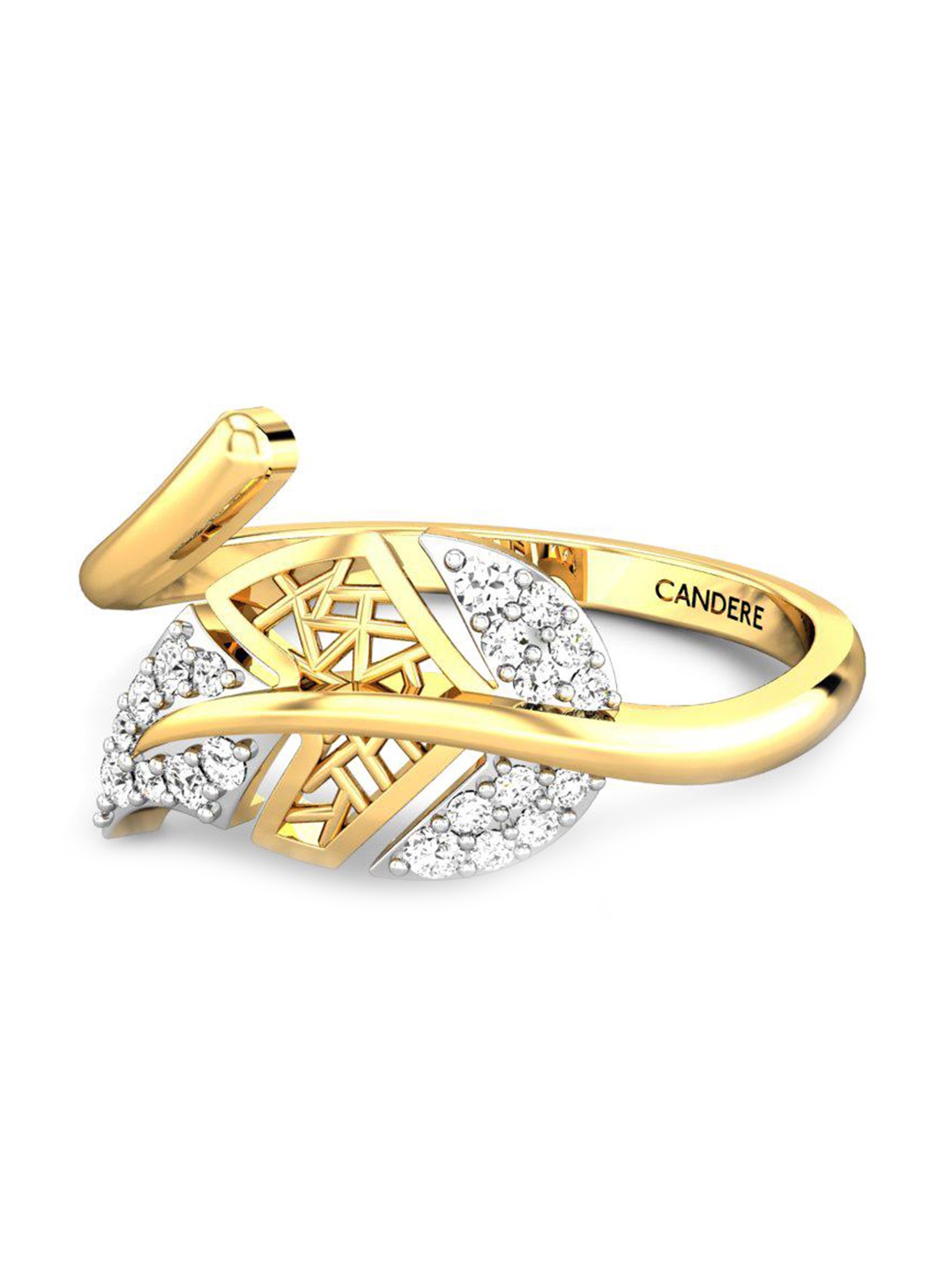 

CANDERE A KALYAN JEWELLERS COMPANY Cubic Zirconia Studded 14KT Gold Finger Ring-1.66gm