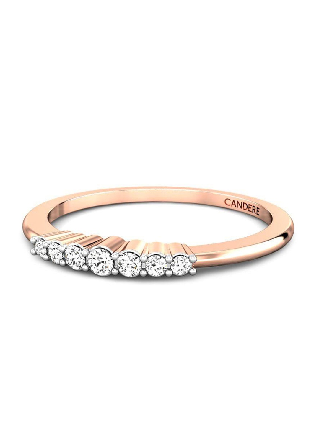 

CANDERE A KALYAN JEWELLERS COMPANY Cubic Zirconia Studded 14KT Rose Gold Ring-1.36gm