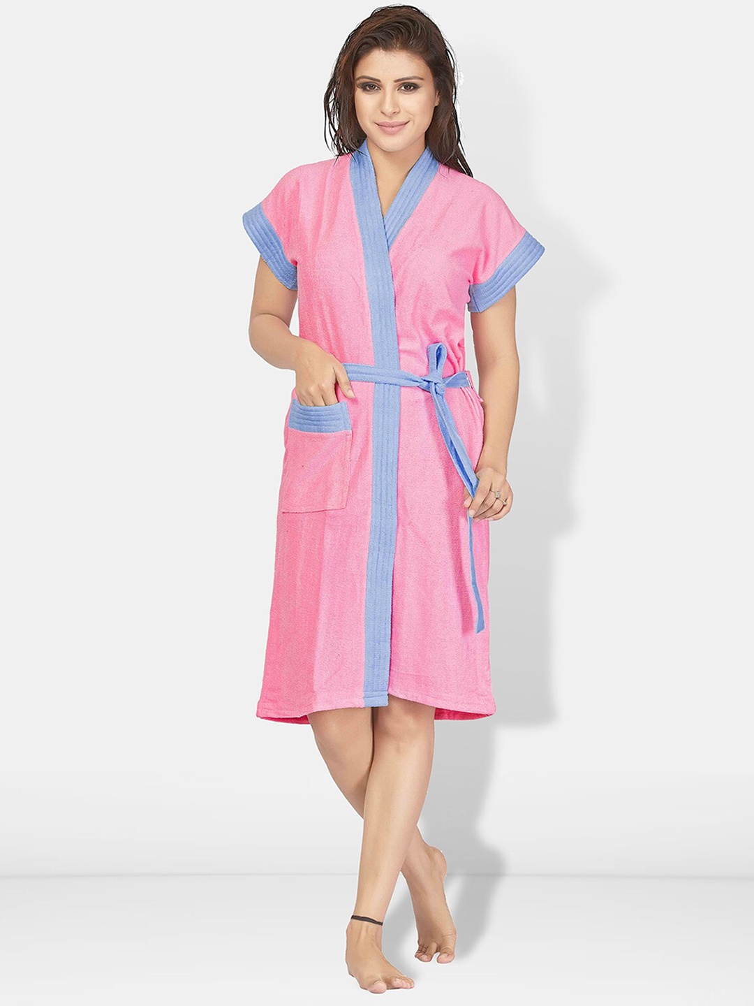 

Be You Women Cotton Anti-bacterial Super Soft Bath Robe With Belt, Pink