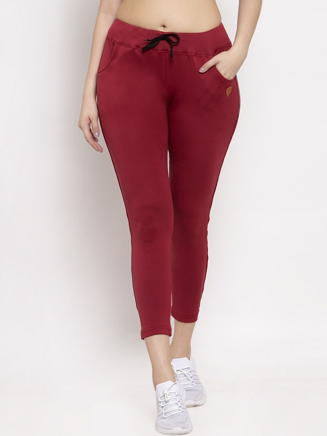 

Miaz Lifestyle Women Skinny-Fit Cropped Sports Track Pant, Maroon