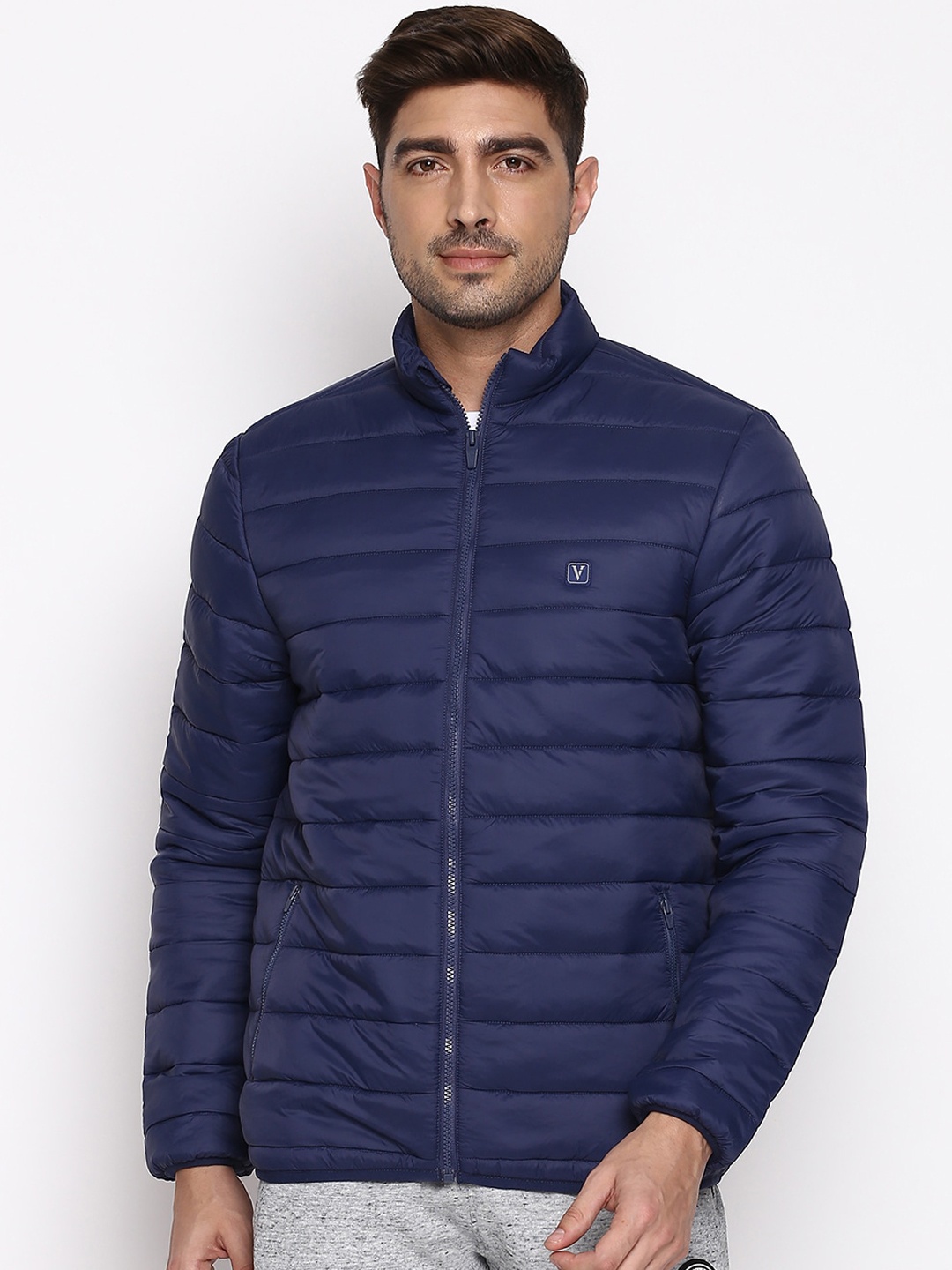 

Van Heusen Athleisure Extra Warm High Neck Woven Jacket, Navy blue