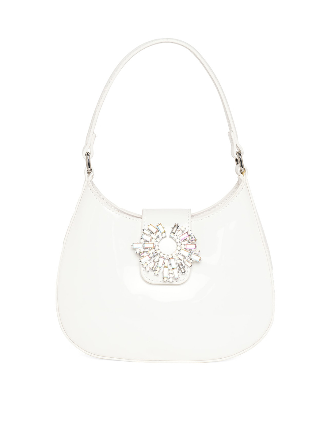 

Call It Spring Floral Embellished Structured Hobo Bag, White