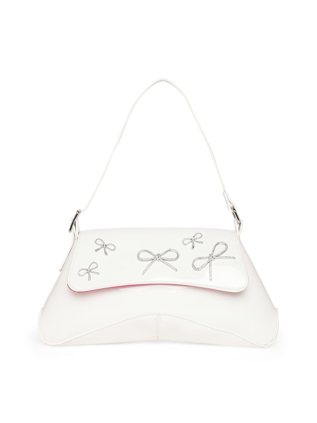 

Call It Spring Embellished Bucket Shoulder Bag with Bow Detail, White
