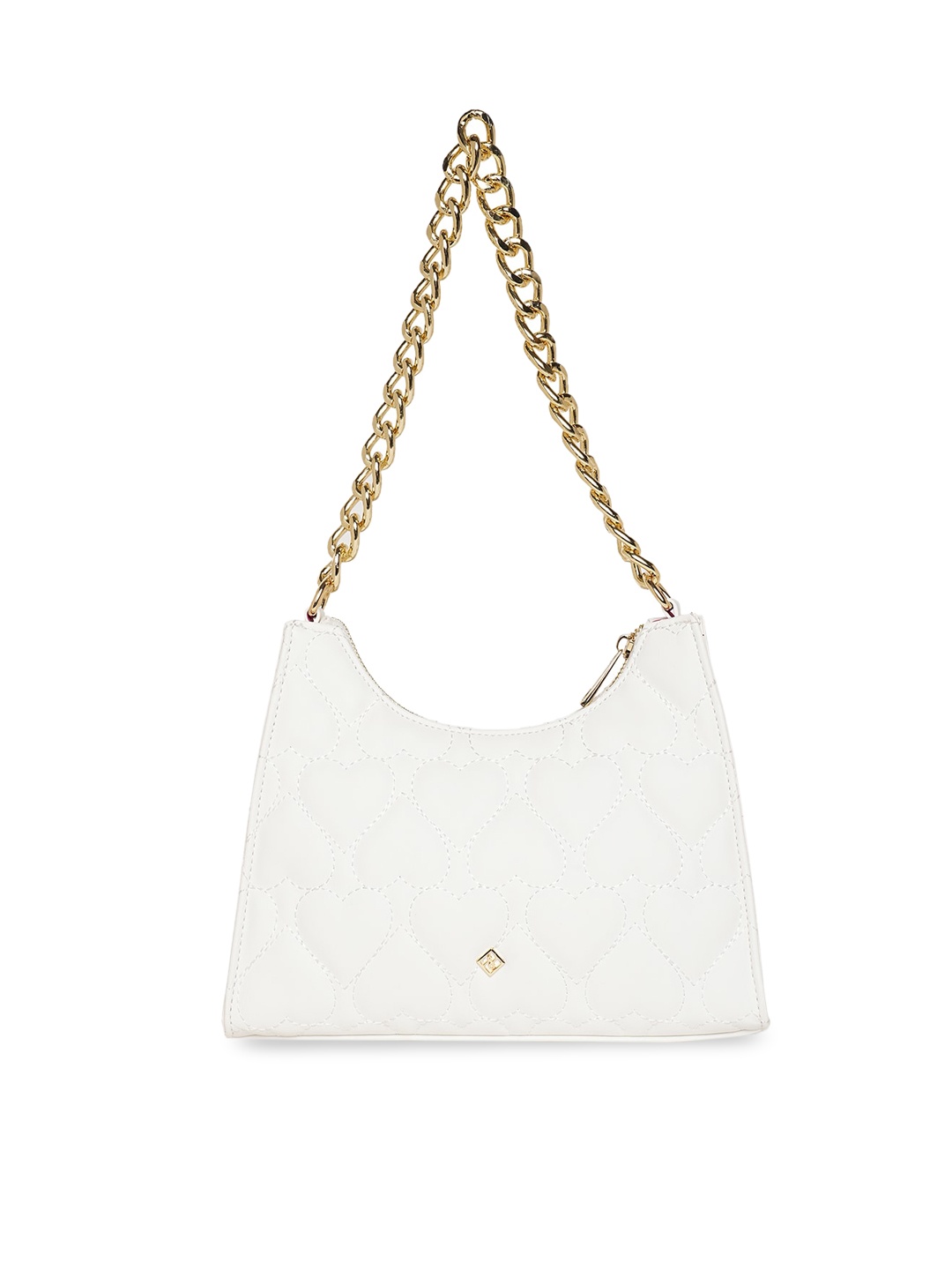 

Call It Spring White Textured Structured Handheld Bag with Quilted