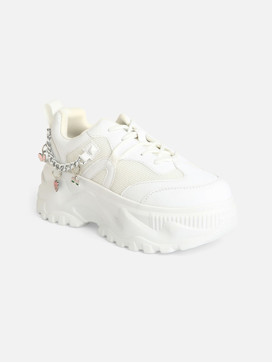 

Call It Spring Women MAJOR100 Embellished Woven Design Comfort Insole Basics Sneakers, White