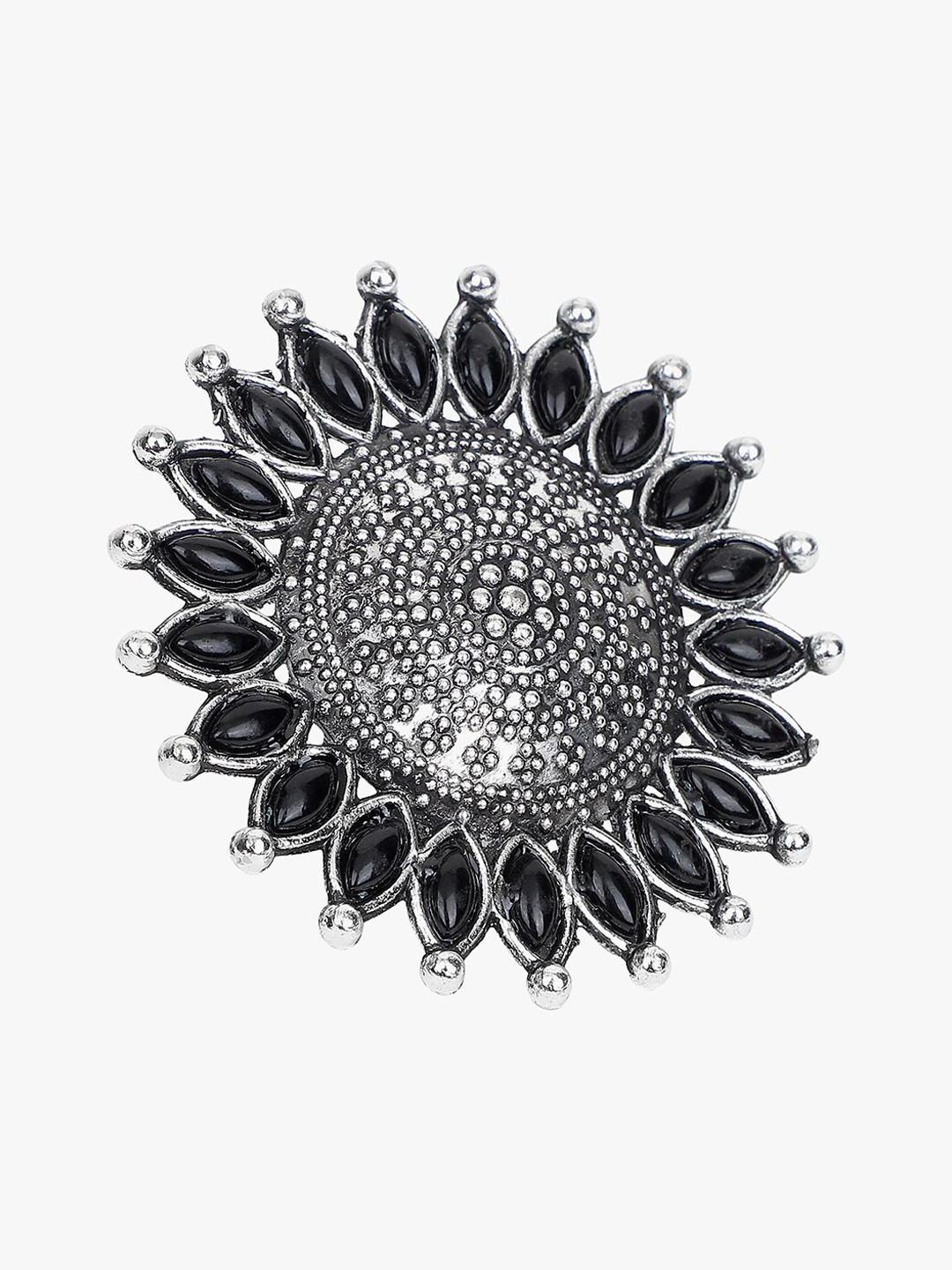 

KACY Silver-Plated Stones Studded Finger Ring
