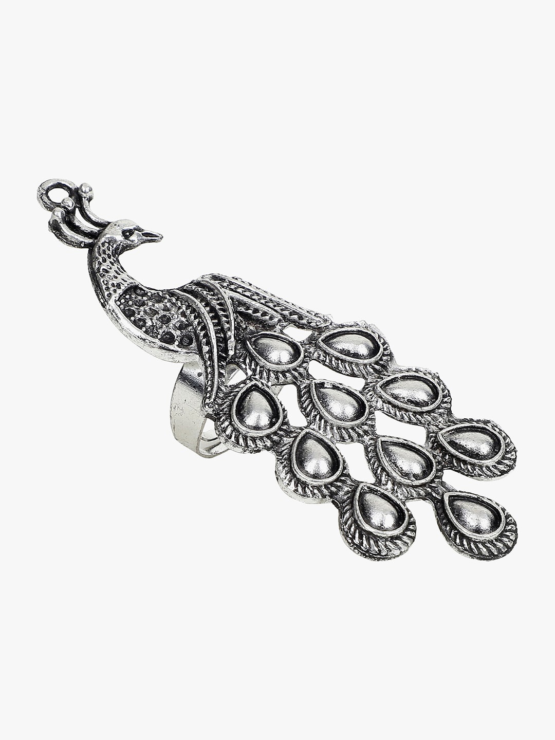 

KACY Woman Silver Plated Peacock Statement Ring