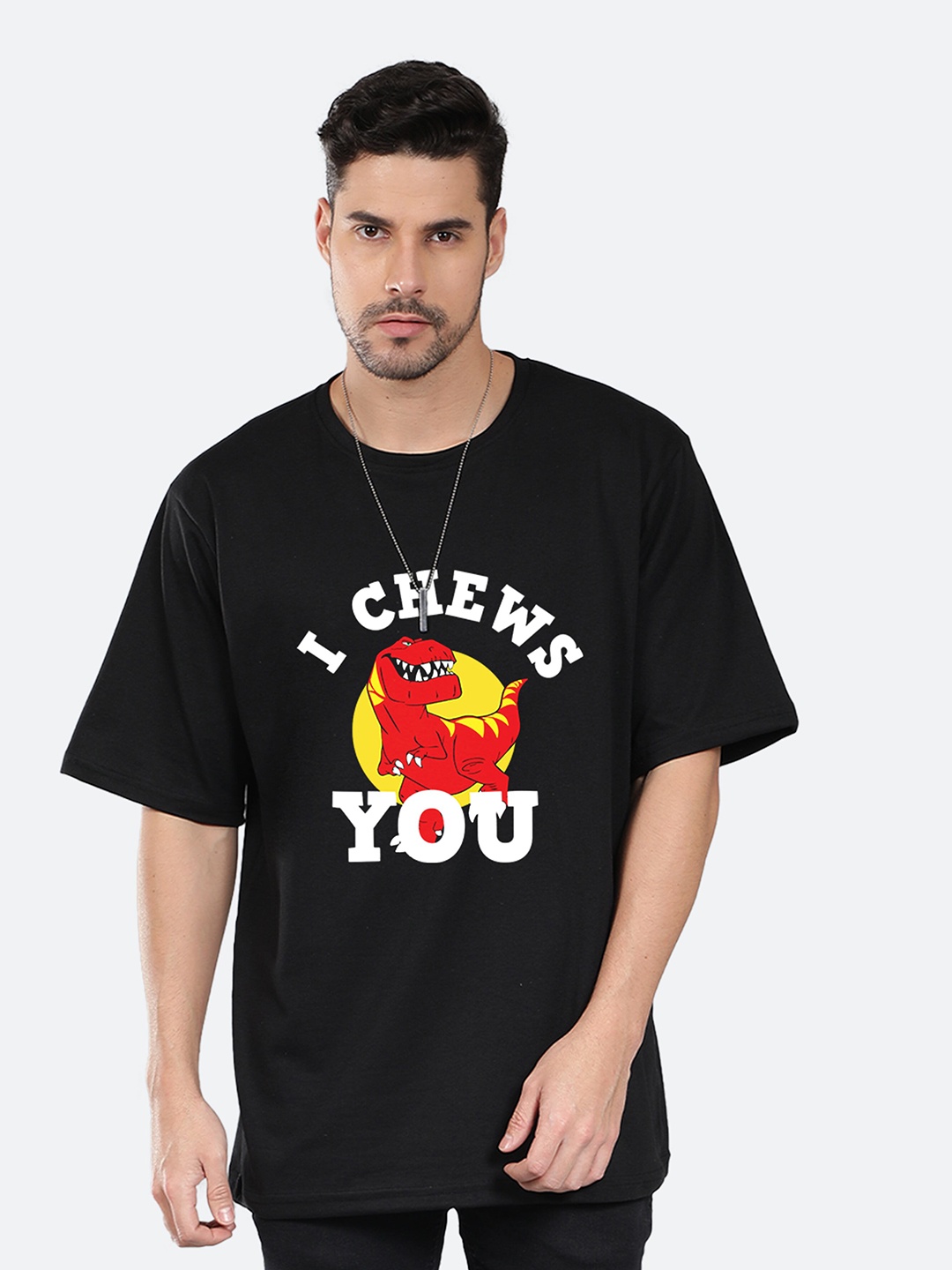 

Mad Over Print Typography Printed Oversized Cotton T-shirt, Black