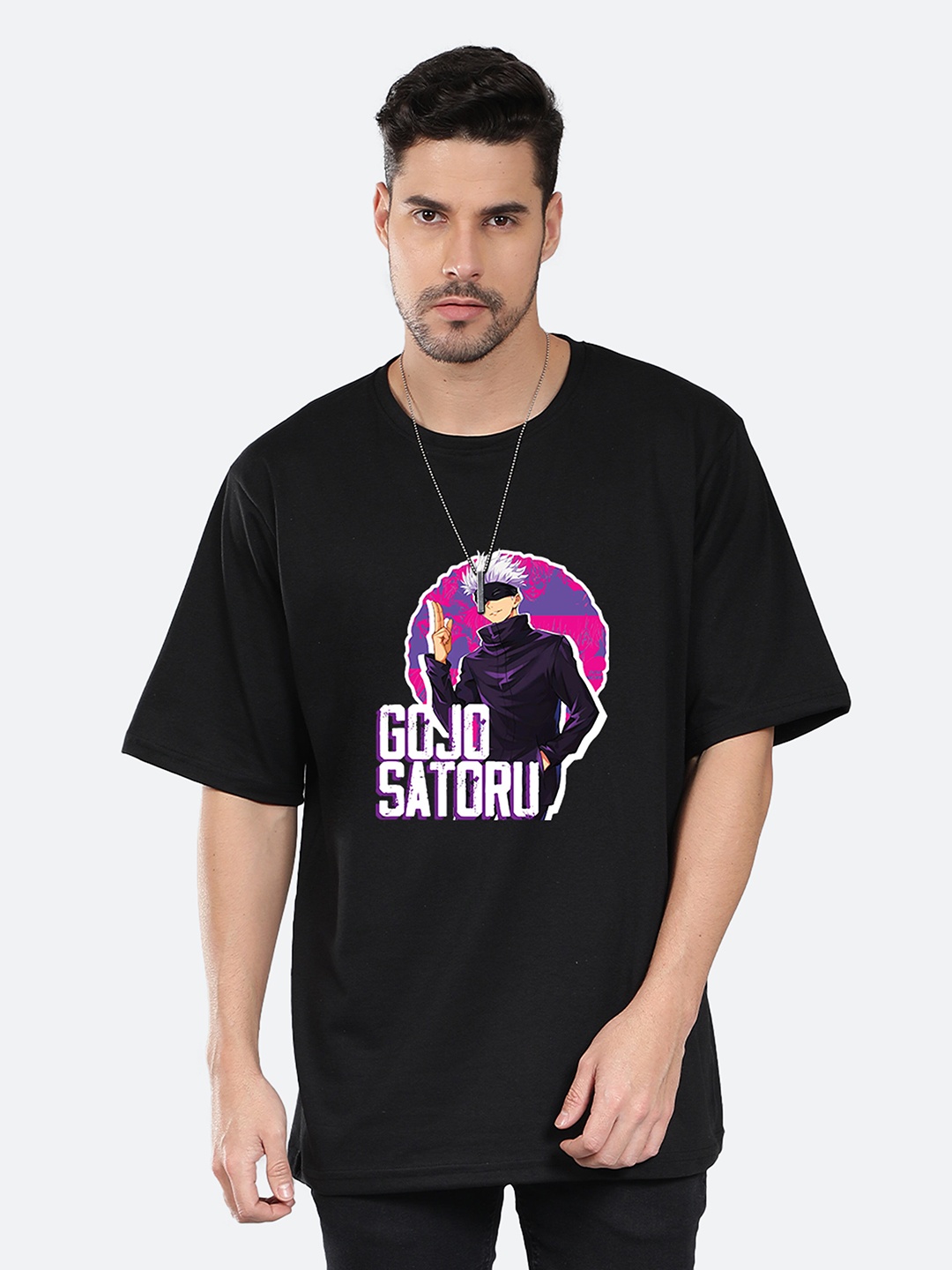 Mad Over Print Graphic Printed Oversized Cotton T-shirt, Black