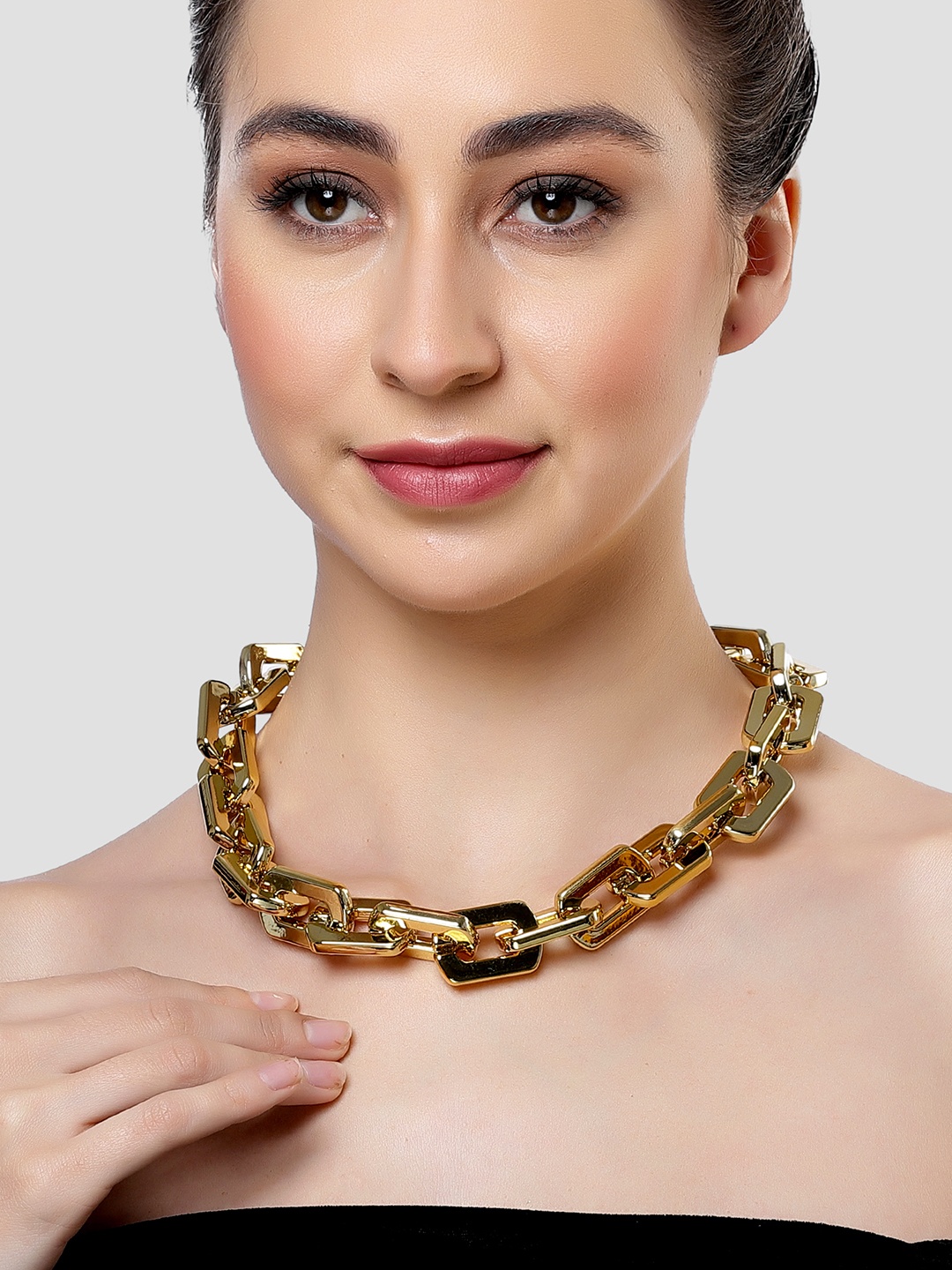 

Bohey by KARATCART Gold-Plated Lightweight Link Necklace