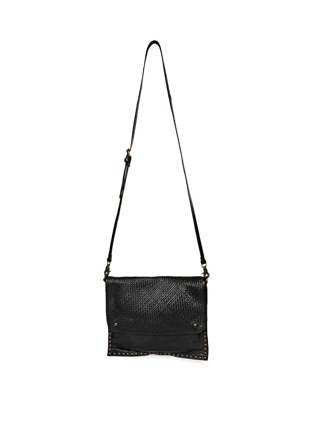 

Saint G Animal Leather Structured Sling Bag with Cut Work, Black