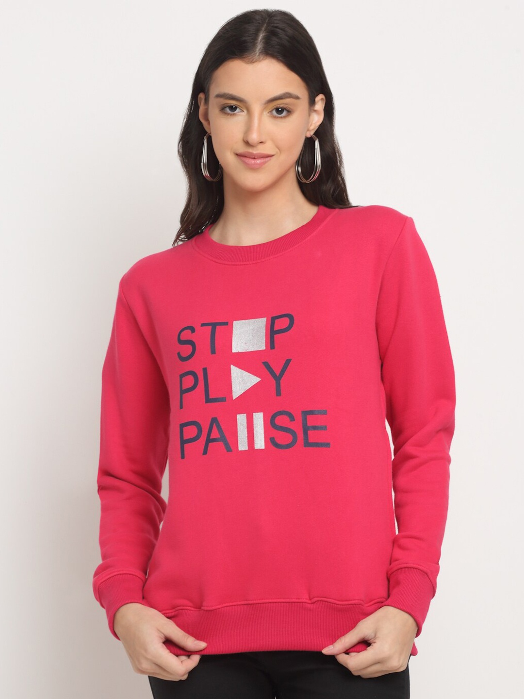 

HARBOR N BAY Typography Printed Cotton Sweatshirt, Pink