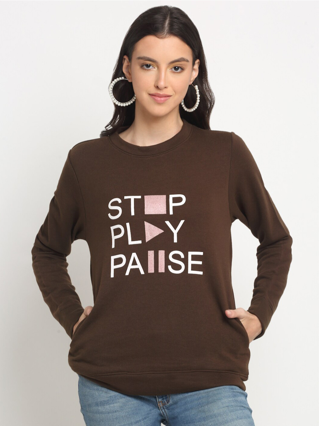 

HARBOR N BAY Cotton Printed Sweatshirt, Brown