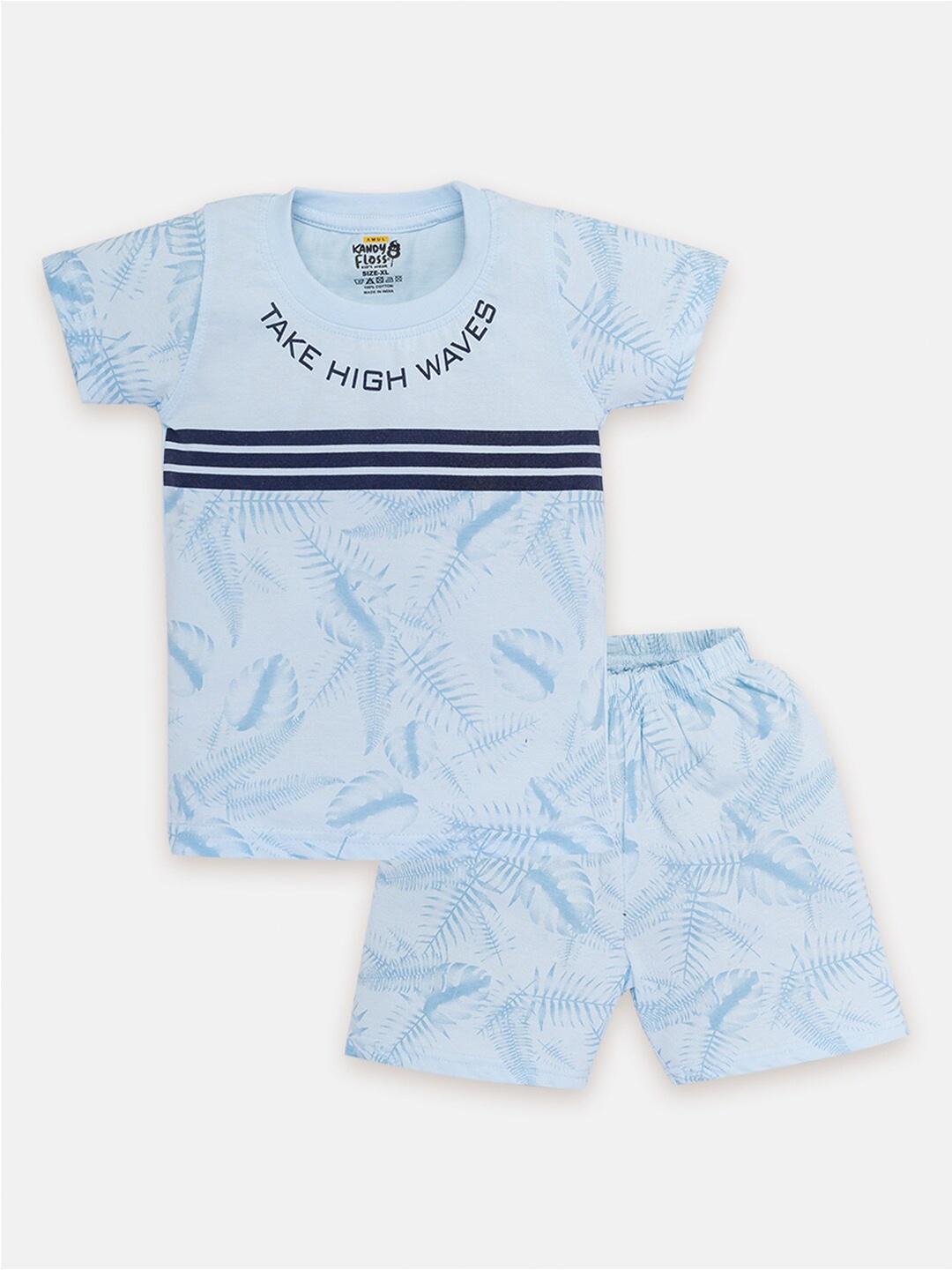 

AMUL Kandyfloss Boys Printed Pure Cotton T-shirt with Shorts Set, Blue