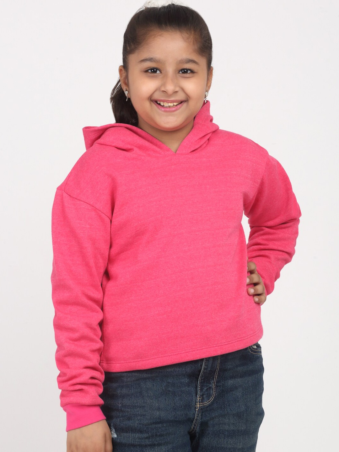 

HERE&NOW Girls Cotton Hooded Sweatshirt, Pink