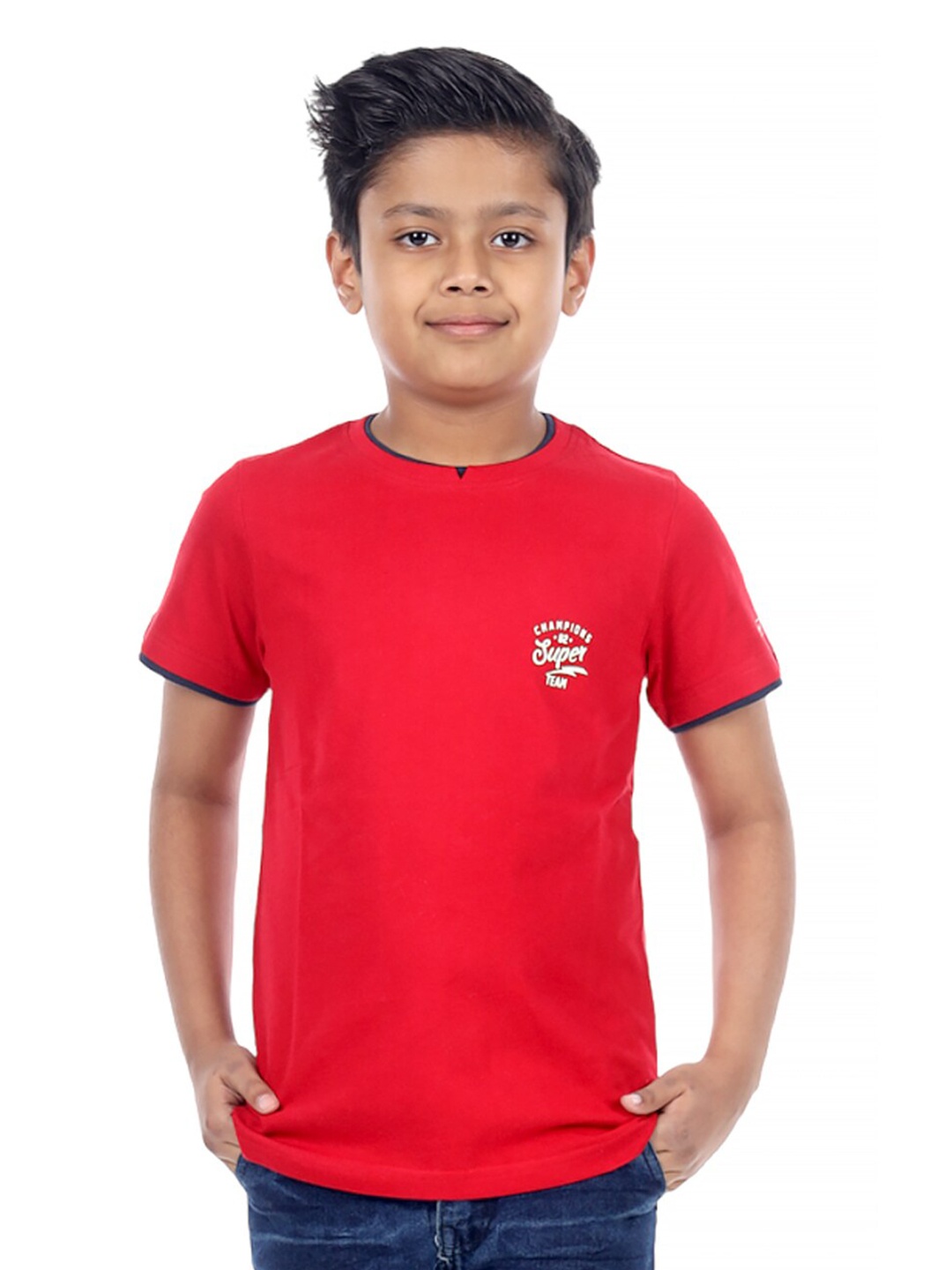 

3PIN Boys Regular Fit Cotton T-shirt, Red