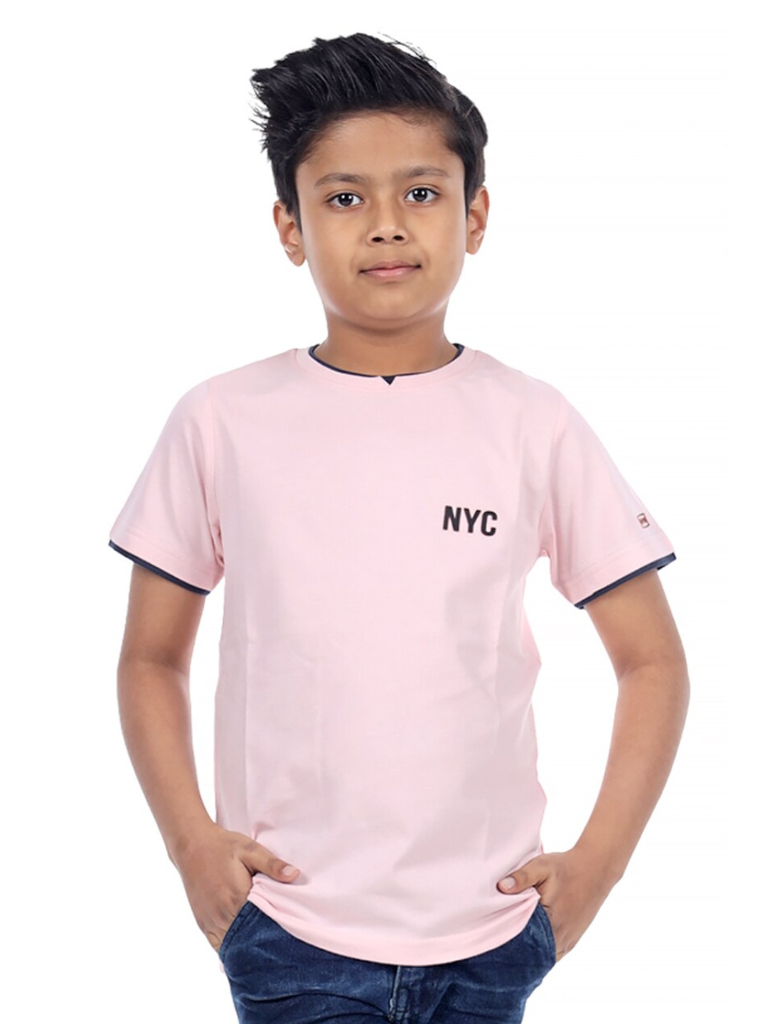 

3PIN Boys Regular Fit Cotton T-shirt, Pink