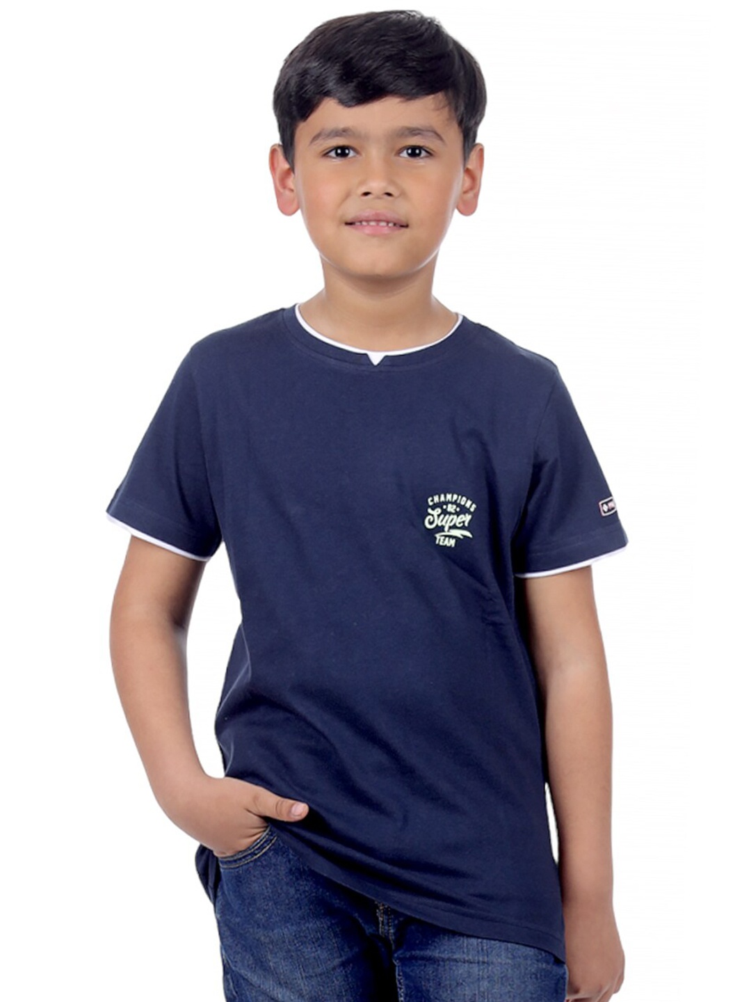 

3PIN Boys Round Neck Cotton T-shirt, Navy blue