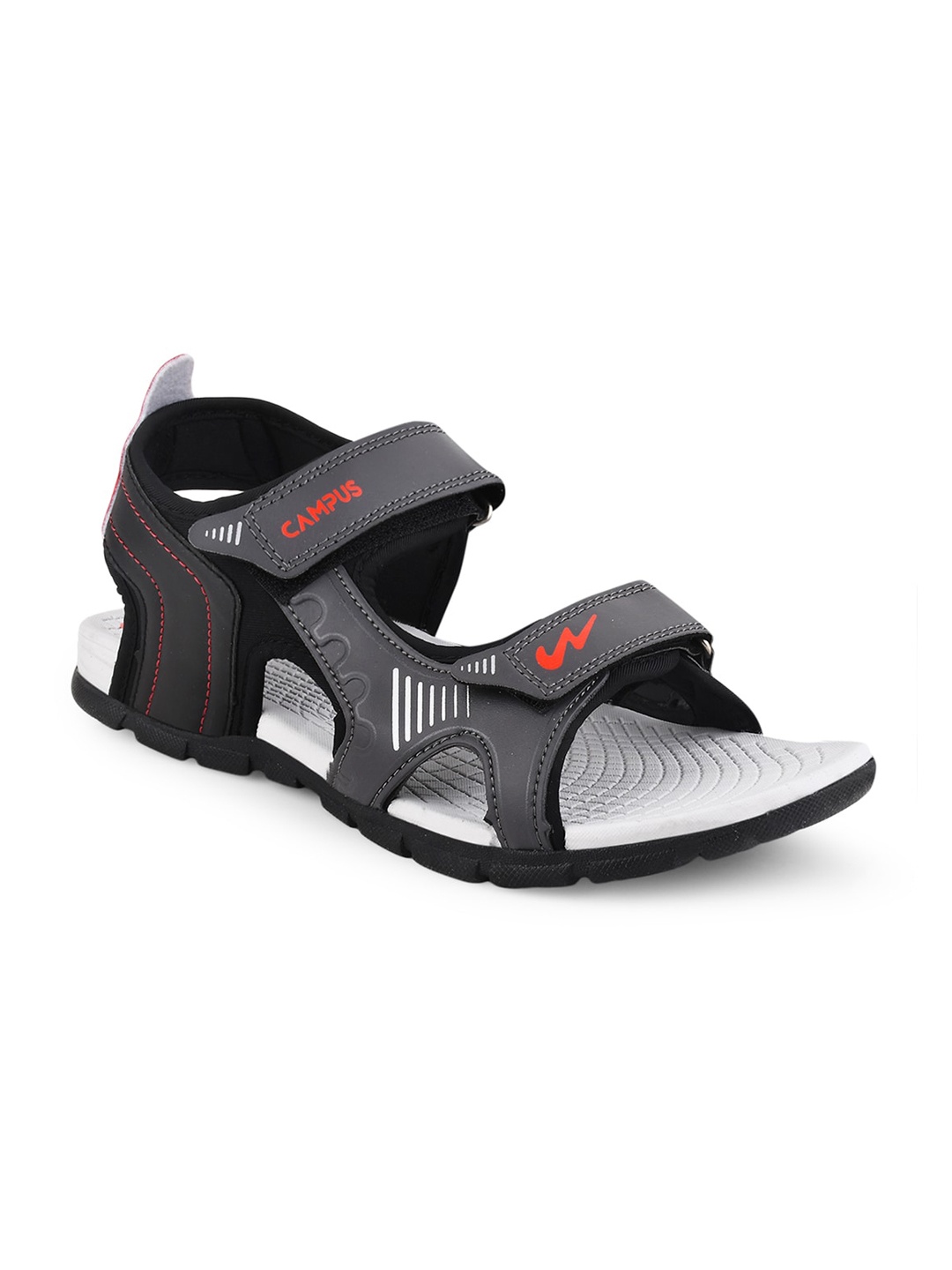 

Campus Men Textured Velcro Sports Sandal, Black