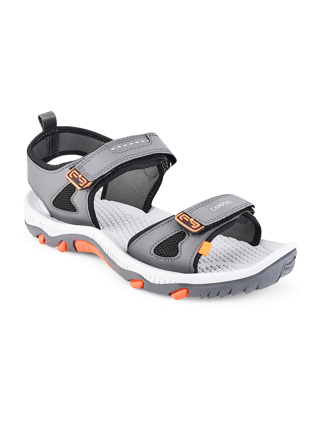 

Campus Men Textured Velcro Sports Sandal, Grey