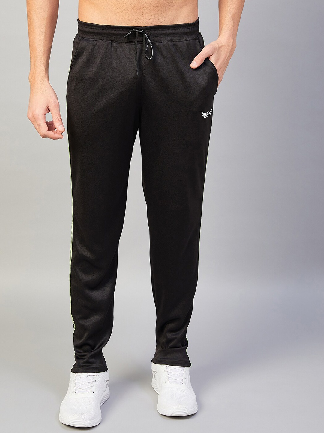 

CHROME & CORAL Men Regular Fit Reflector Tape Track Pants, Black