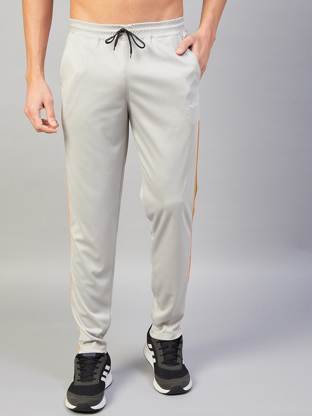 

CHROME & CORAL Men Regular Fit Reflector Tape Track Pants, Grey