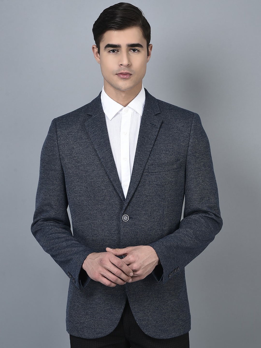 

CANOE Self Design Single Breasted Formal Blazer, Navy blue