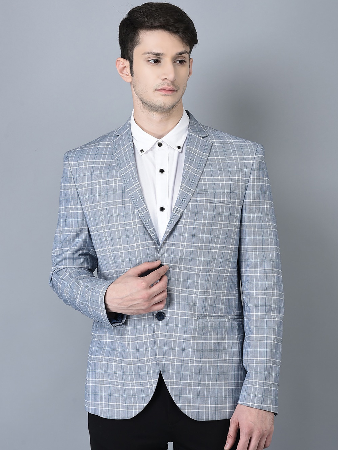 

CANOE Checked Single Breasted Formal Blazer, Blue