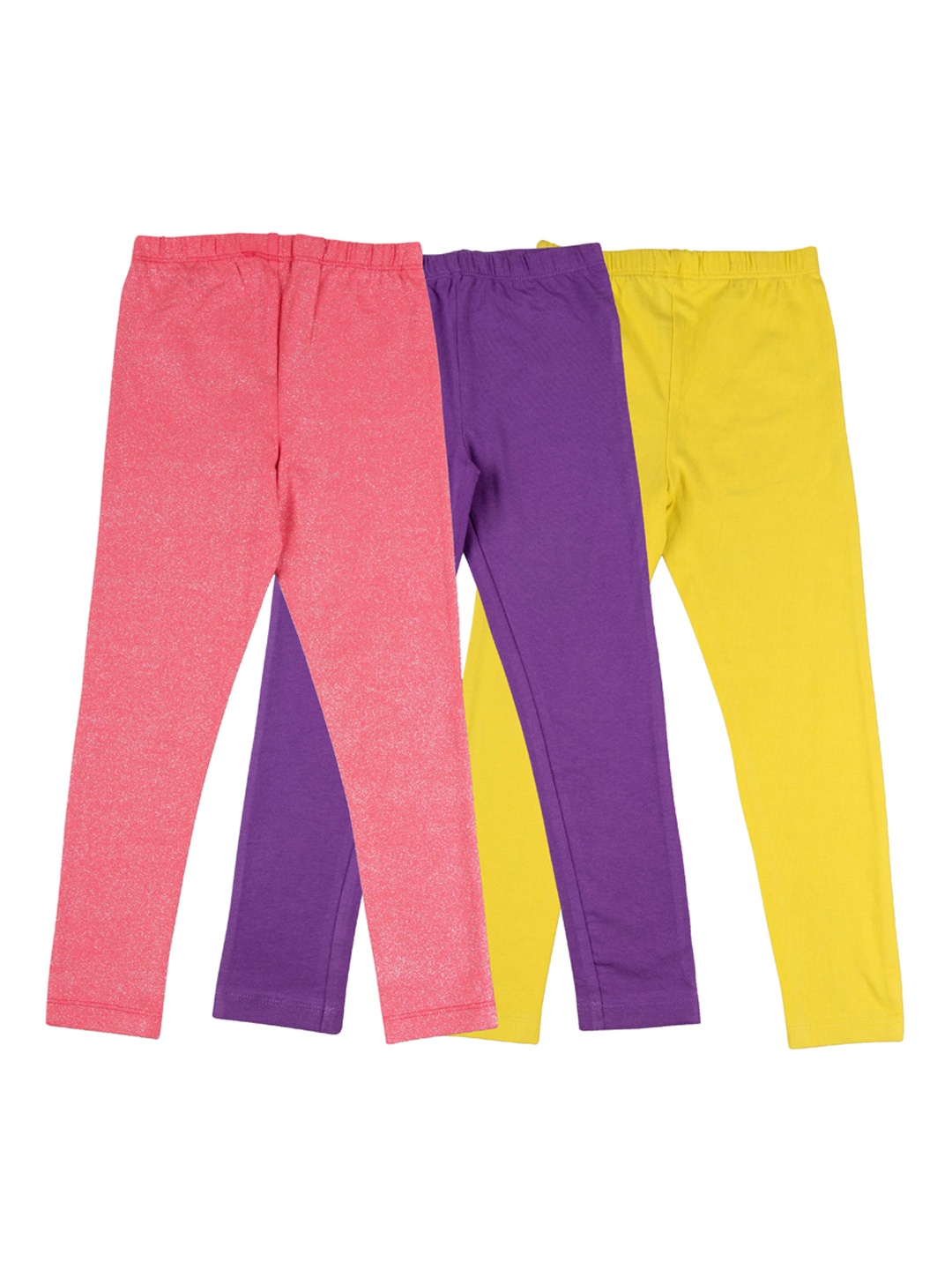 

JusCubs Girls Pack of 3 Ankle-Length Cotton Leggings, Yellow