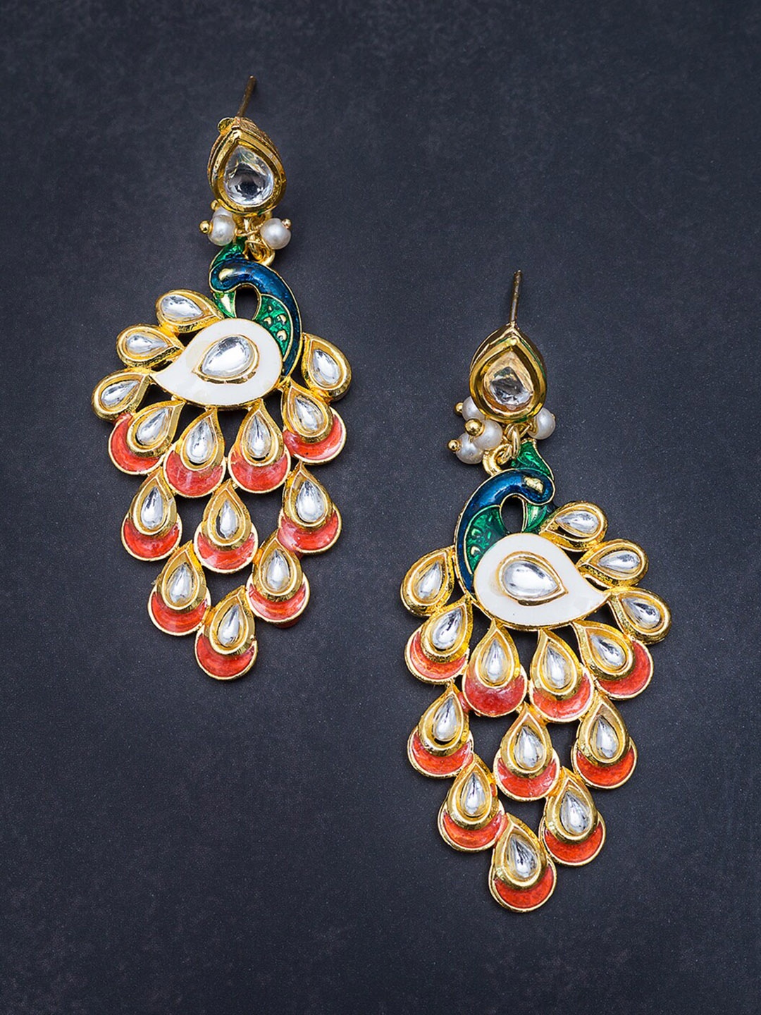 

Golden Peacock Gold-Plated Peacock Shaped Drop Earrings